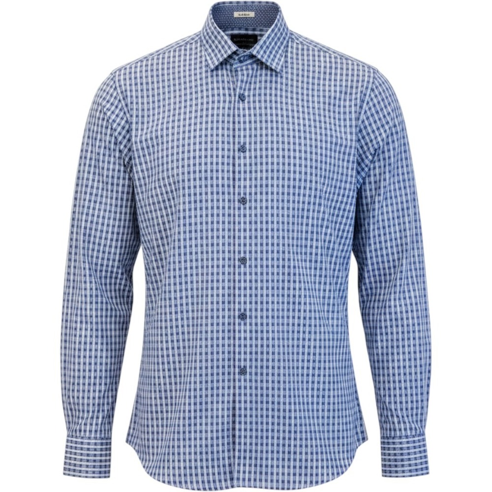 Bugatchi Uomo Button Down Shirt Mens‎ XL Blue Geometric Check Cotton Excellent